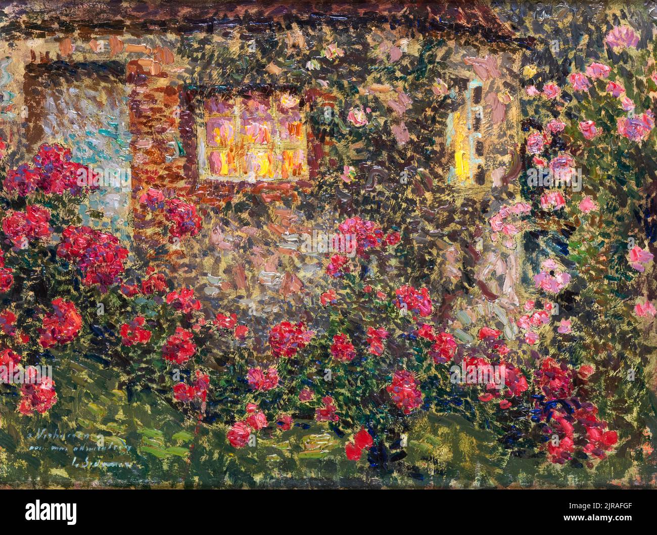 Henri Le Sidaner, Landhaus zwischen Rosen, Ölgemälde, 1913 Stockfoto