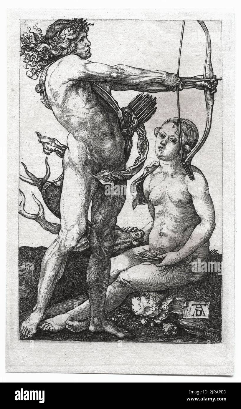 Apollo und Diana, um 1503 / 1876. Heliogravur von Charles Amand-Durand (1831 - 1905), 1876, nach einem Stich von Albrecht Dürer (1471 - 1528), um 1503. Stockfoto