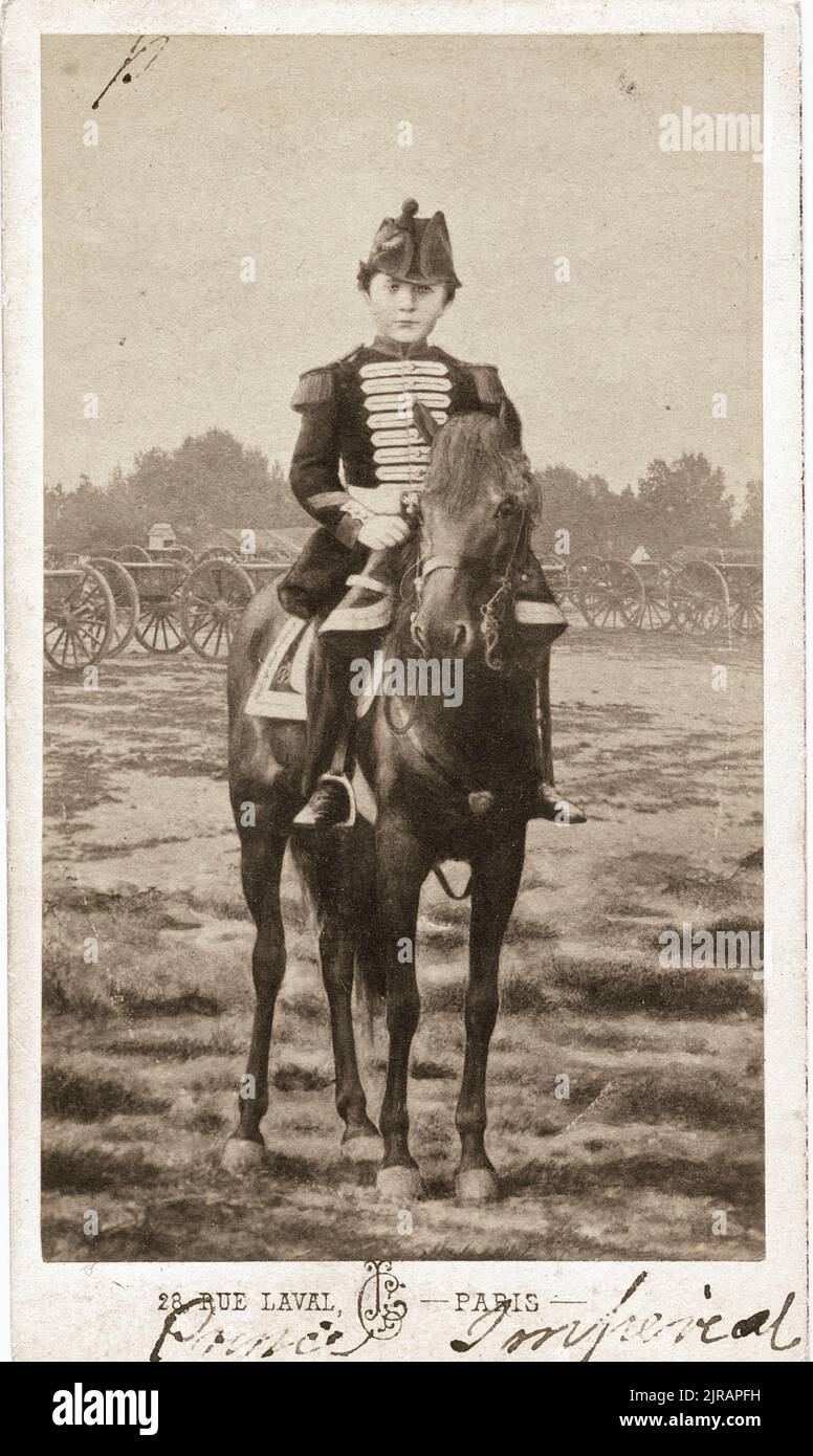Reiterporträt von Louis-Napoléon, Prinz Imperial von Frankreich (1856 - 1879), 1863, Fotografie von Léon Crémière (1831 - 1913). Stockfoto