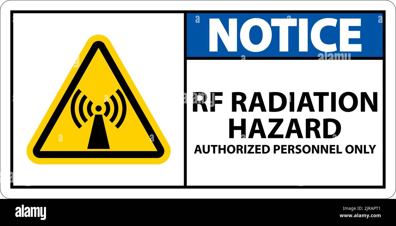 Hinweis: RF Radiation Hazard Authorized Only Sign on White Background Stock Vektor