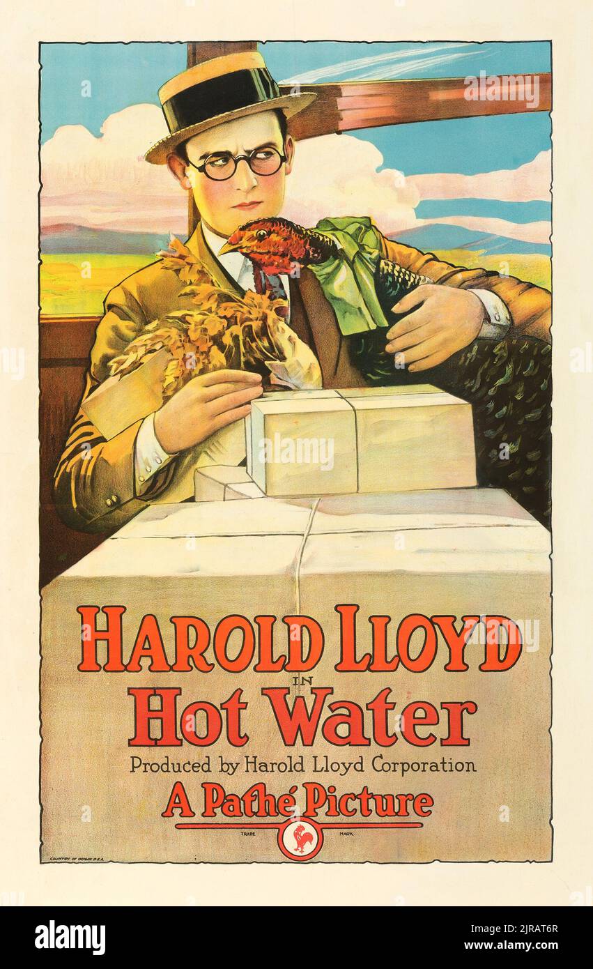 Harold Lloyd - Hot Water (Pathé, 1924) Vintage Filmposter Stockfoto