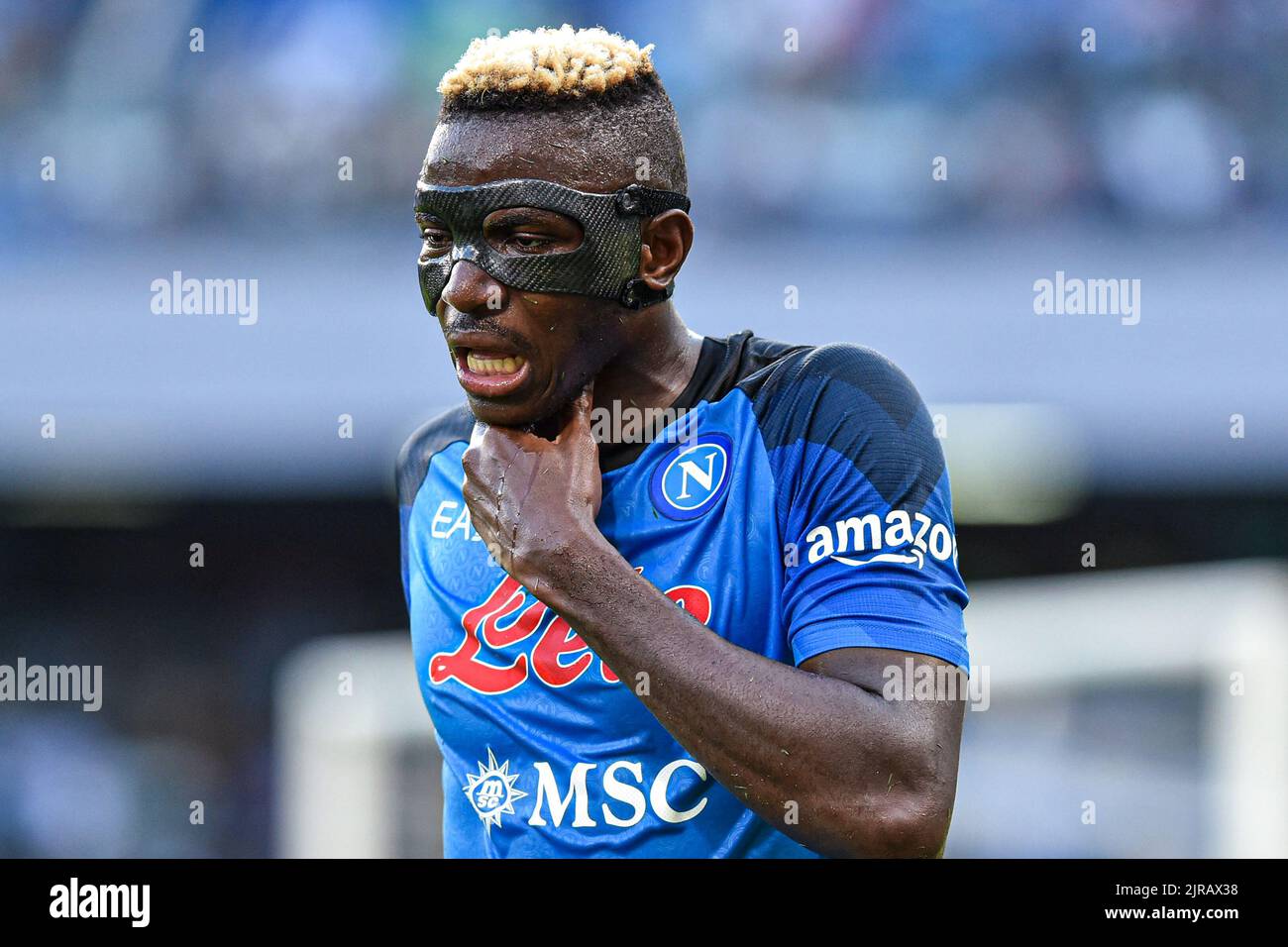 NEAPEL, ITALIEN - 21. AUGUST: Victor Osimhen von Neapel während der italienischen Serie Ein Spiel zwischen Neapel und AC Monza im Stadio Diego Armando Maradona am 21. August 2022 in Neapel, Italien (Foto: Ciro Santangelo/Orange Picles) Stockfoto