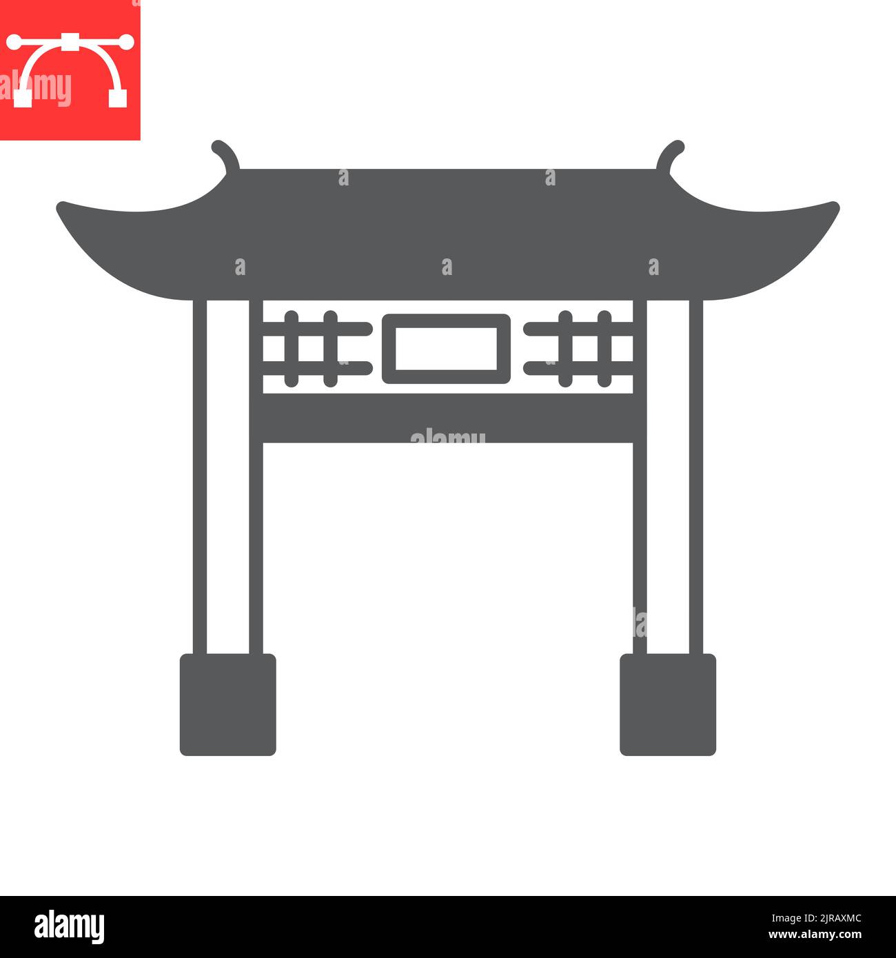 Chinesische Gate Glyphe Symbol, Asian und Reisen, chinesische Kleid Vektor-Symbol, japan Tor Vektor Grafik, editierbare Strich solide Zeichen, eps 10. Stock Vektor