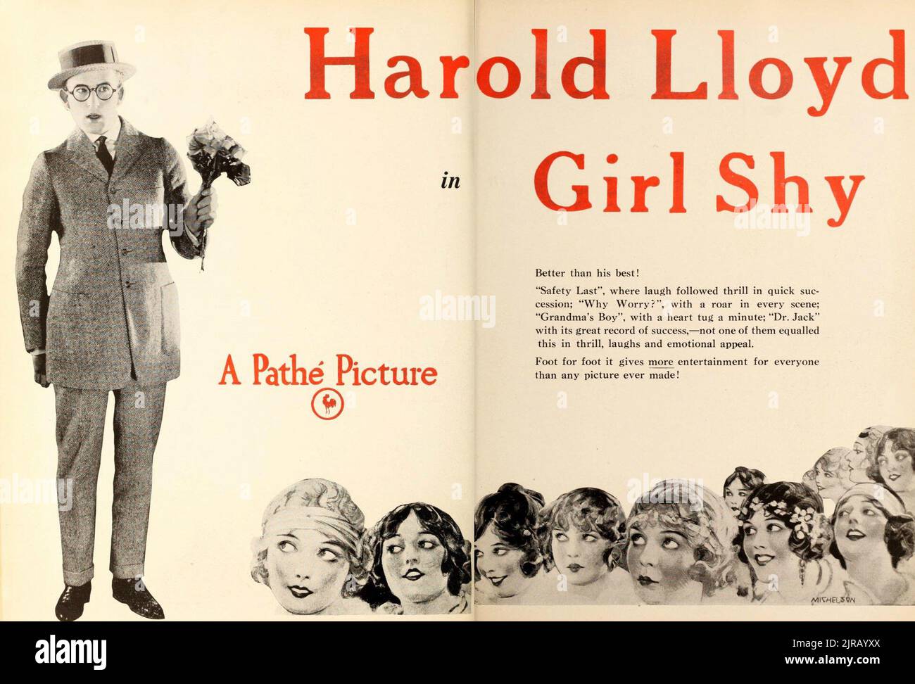 Anzeige für Harold Lloyd in Girl Shy 1924 Stockfoto