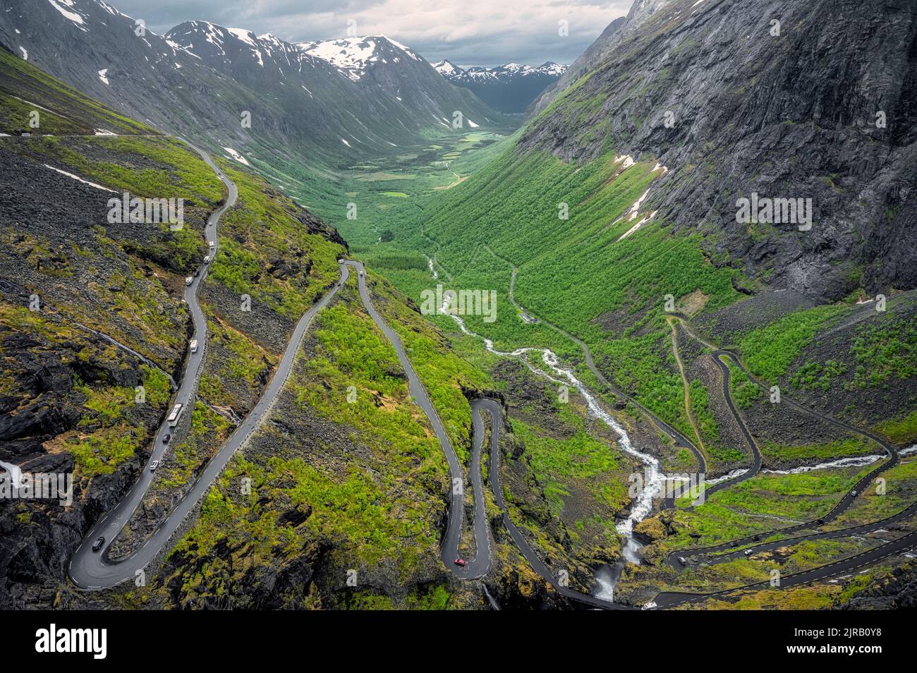 Norwegen, More Og Romsdal, landschaftlich reizvoller Blick auf den Trollstigen-Pass Stockfoto