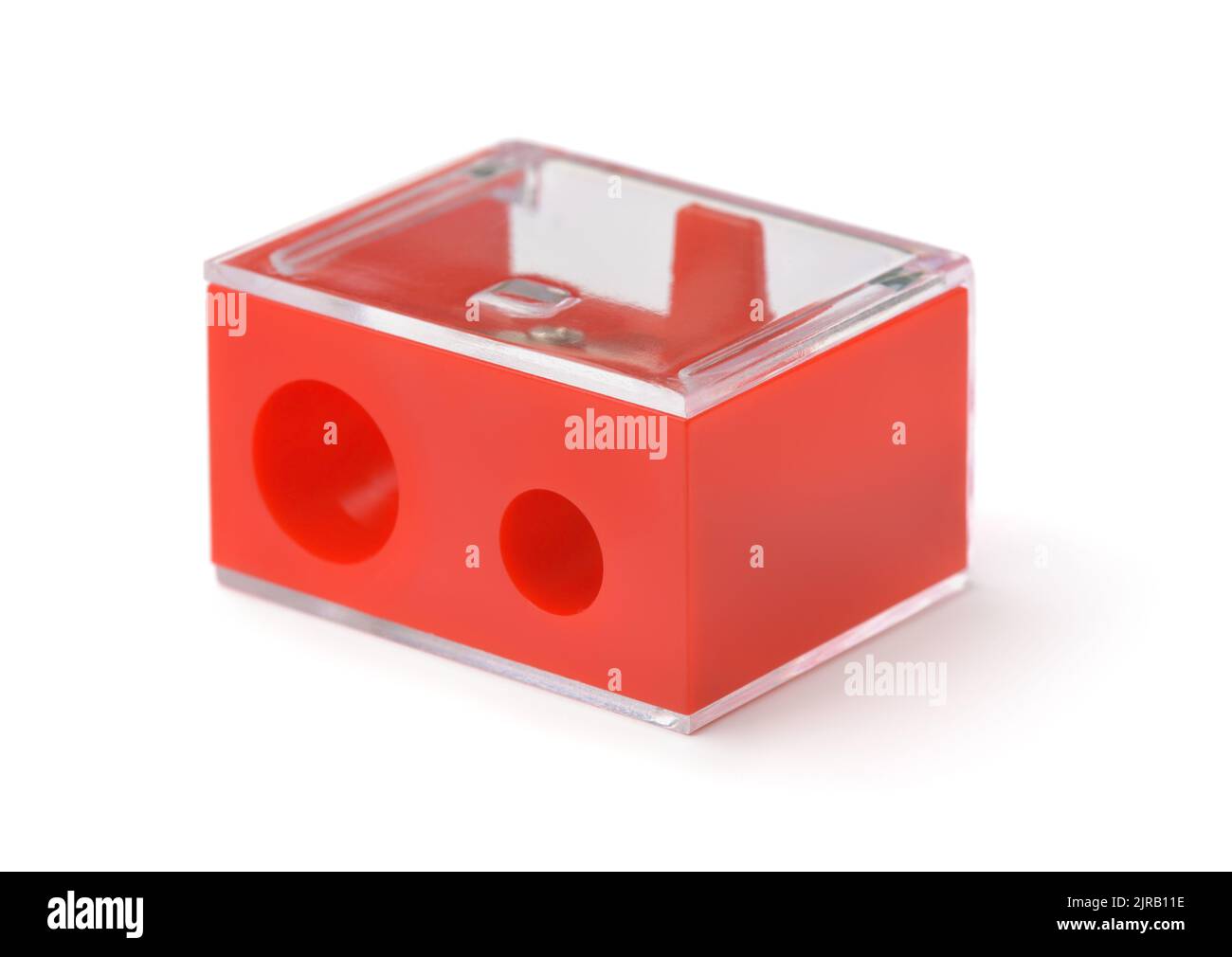 Rot Dual Make-up Auge und Lippen Bleistiftspitzer isoliert auf weiß Stockfoto Rot Dual Make-up Auge und Lippen Bleistiftspitzer isoliert auf weiß Stockfoto