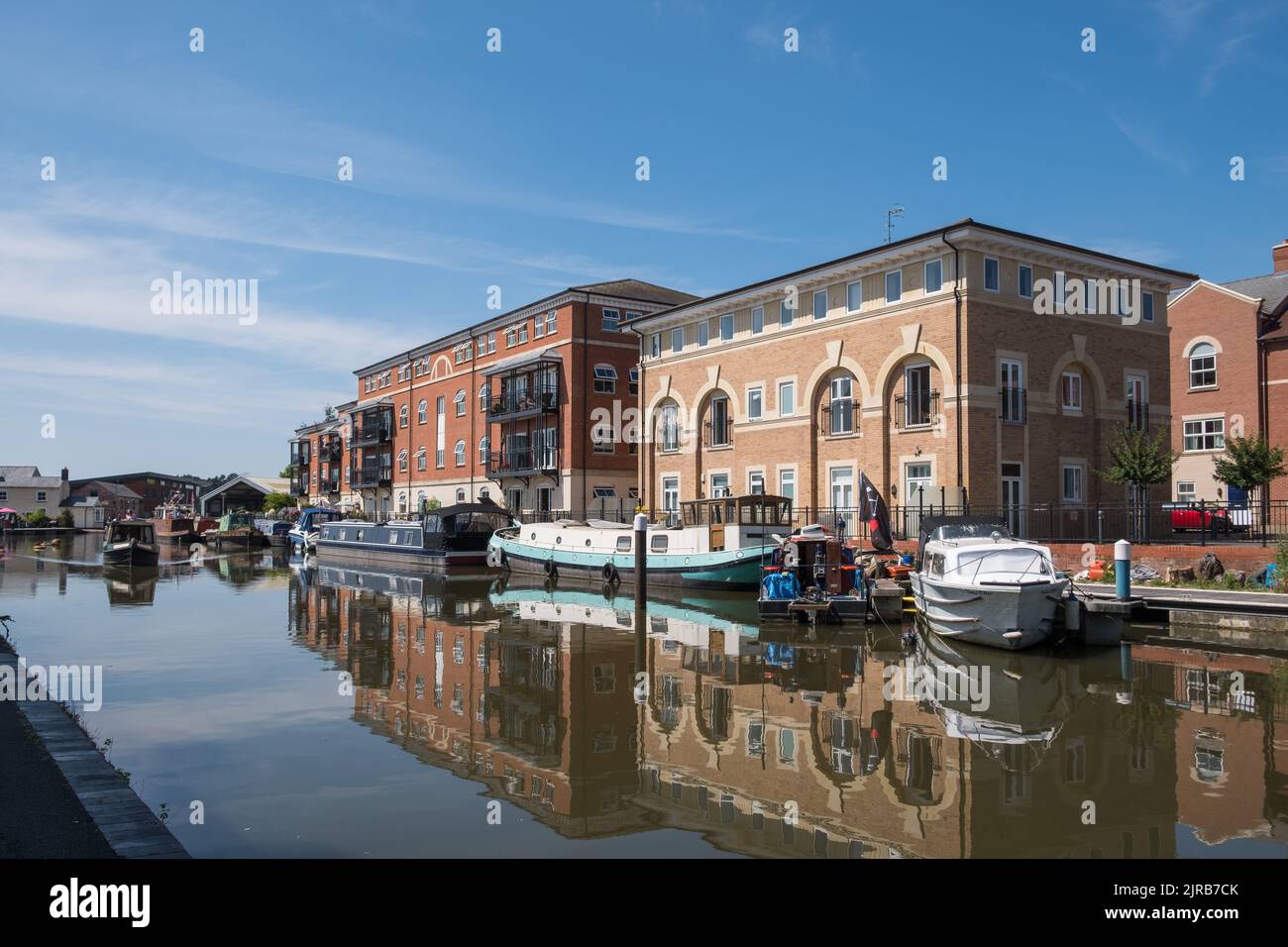 Canalside Apartments in Worcester, Großbritannien Stockfoto