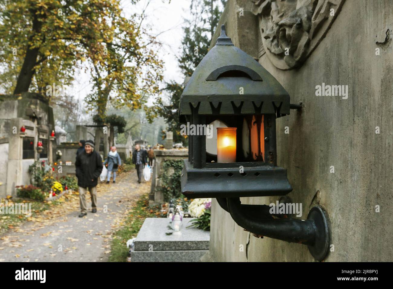 Rakowicki Friedhof, einer der bekanntesten Friedhöfe Polens, im Zentrum von Krakau, Polen. Stockfoto