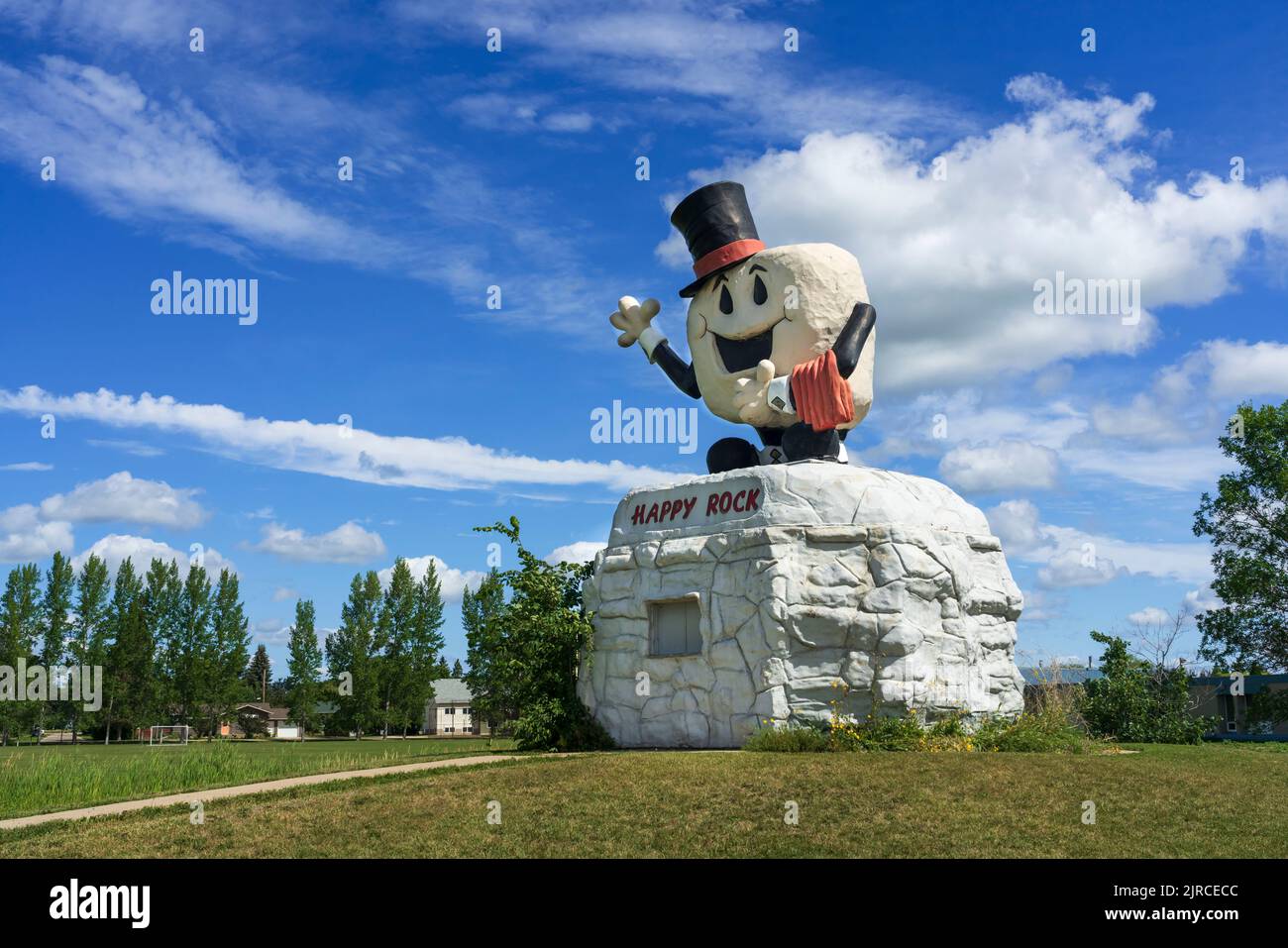 Die Happy Rock Statue in Gladstone, Manitoba, Kanada. Stockfoto