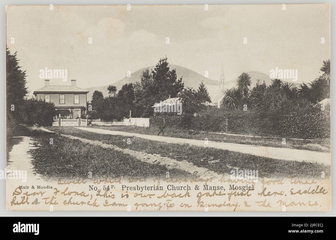 Presbyterianische Kirche und Manse, Mosgiel, 1905, Mosgiel, von Muir & Moodie. Stockfoto