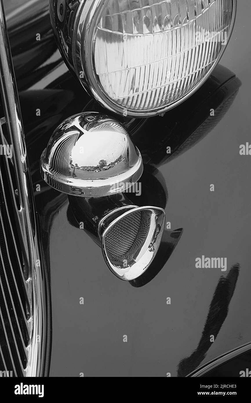 Detail eines klassischen antiken Automobils aus den 1930er Jahren Stockfoto