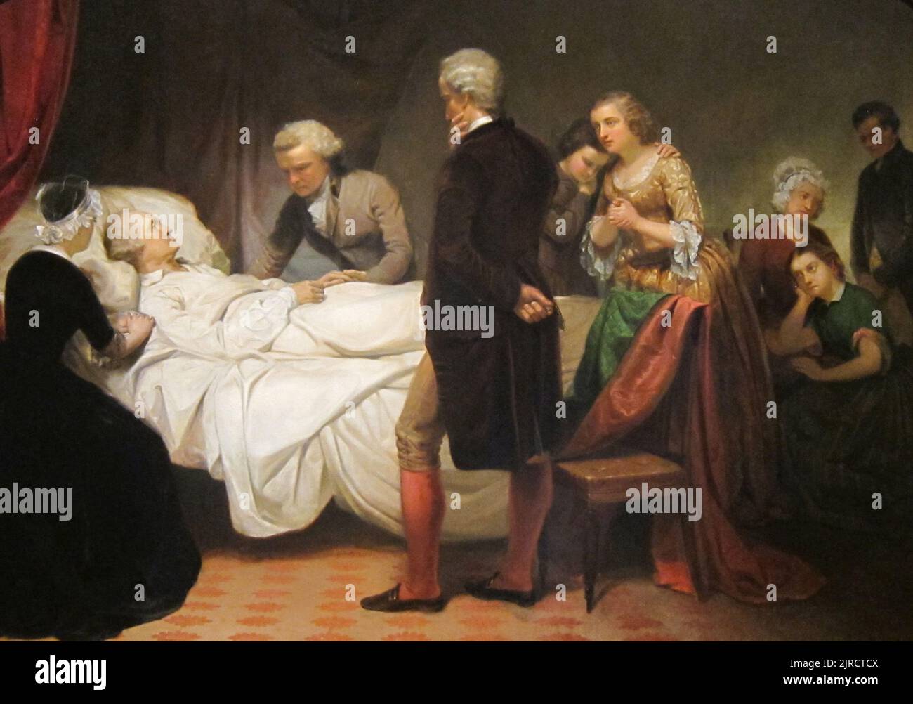 Washington auf seinem Totenbett, gemalt von Junius Brutus Stearns 1799 Stockfoto