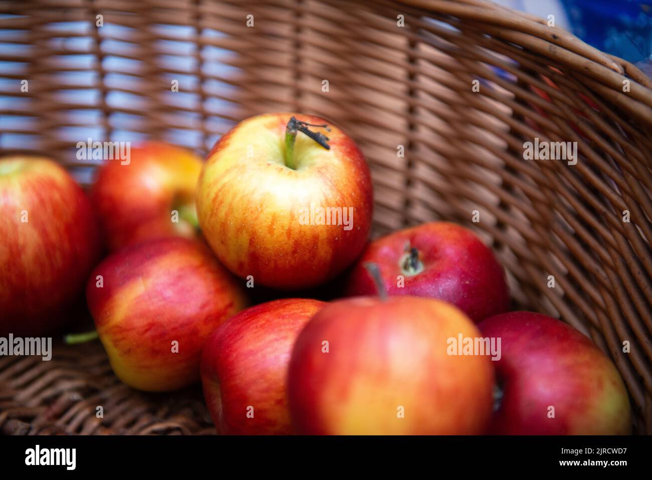 Korb mit roten Äpfeln Stockfoto
