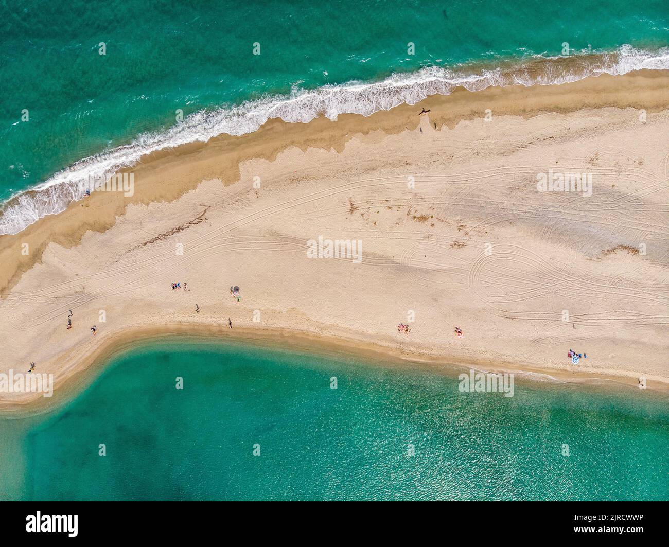 Cape possidi Beach wurde von einer Drohne in calkidiki, griechenland, erschossen Stockfoto