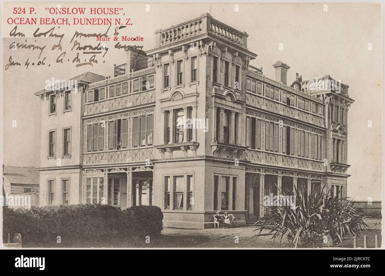 Onslow House, Ocean Beach, Dunedin, Neuseeland, um 1905, Von Muir & Moodie, Muir & Moodie. Stockfoto