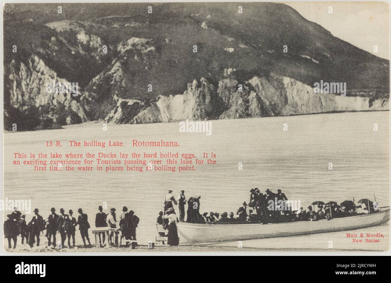 The Boiling Lake, Rotomahana, 1909, Bay of Plenty, von Muir & Moodie. Stockfoto