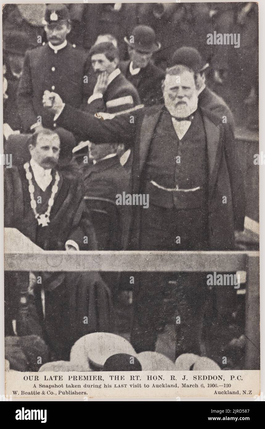 „Our late Premier, The Right Hon. R. J. Seddon“, 1906, Auckland, von W. Beattie & Co Stockfoto