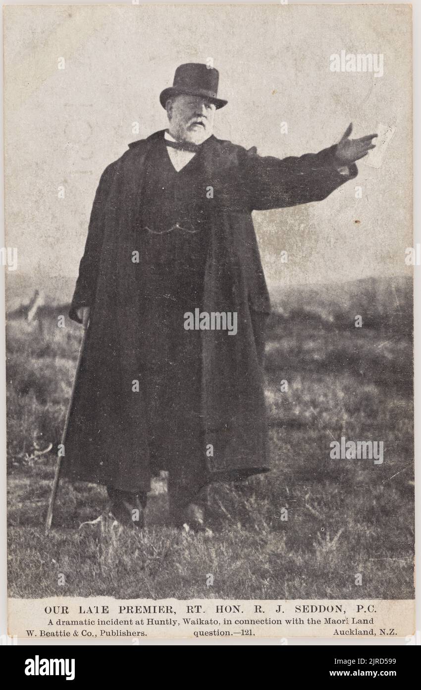 „Our late Premier, The Right Hon. R. J. Seddon“, 1906, Auckland, von W. Beattie & Co Stockfoto