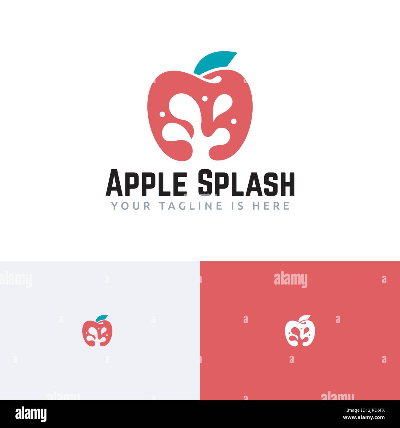Apple Splash Natürlicher Frischer Fruchtsaft Logo Stock Vektor