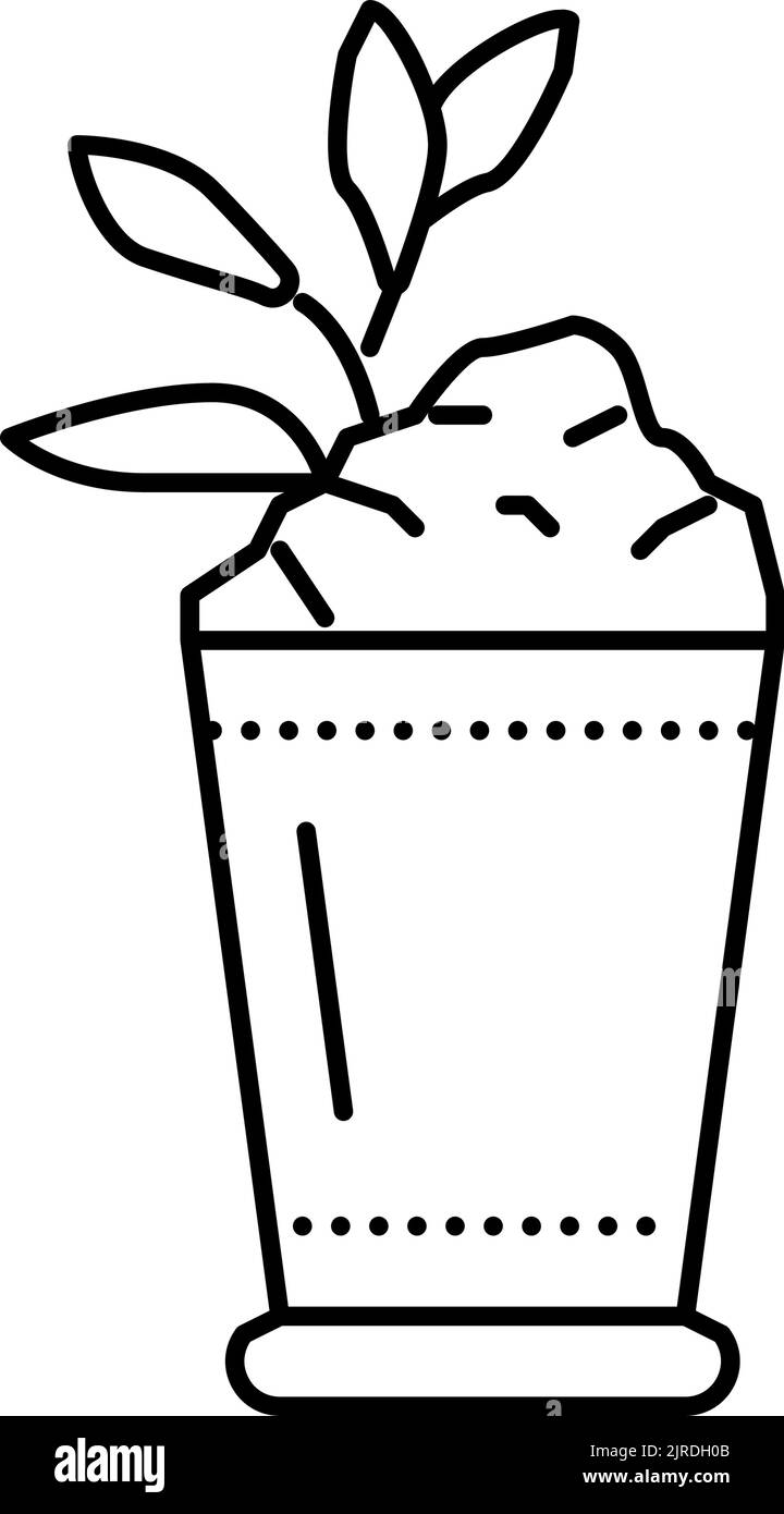 Minze Julep Cocktail Glas Getränk Linie Symbol Vektor Illustration Stock Vektor