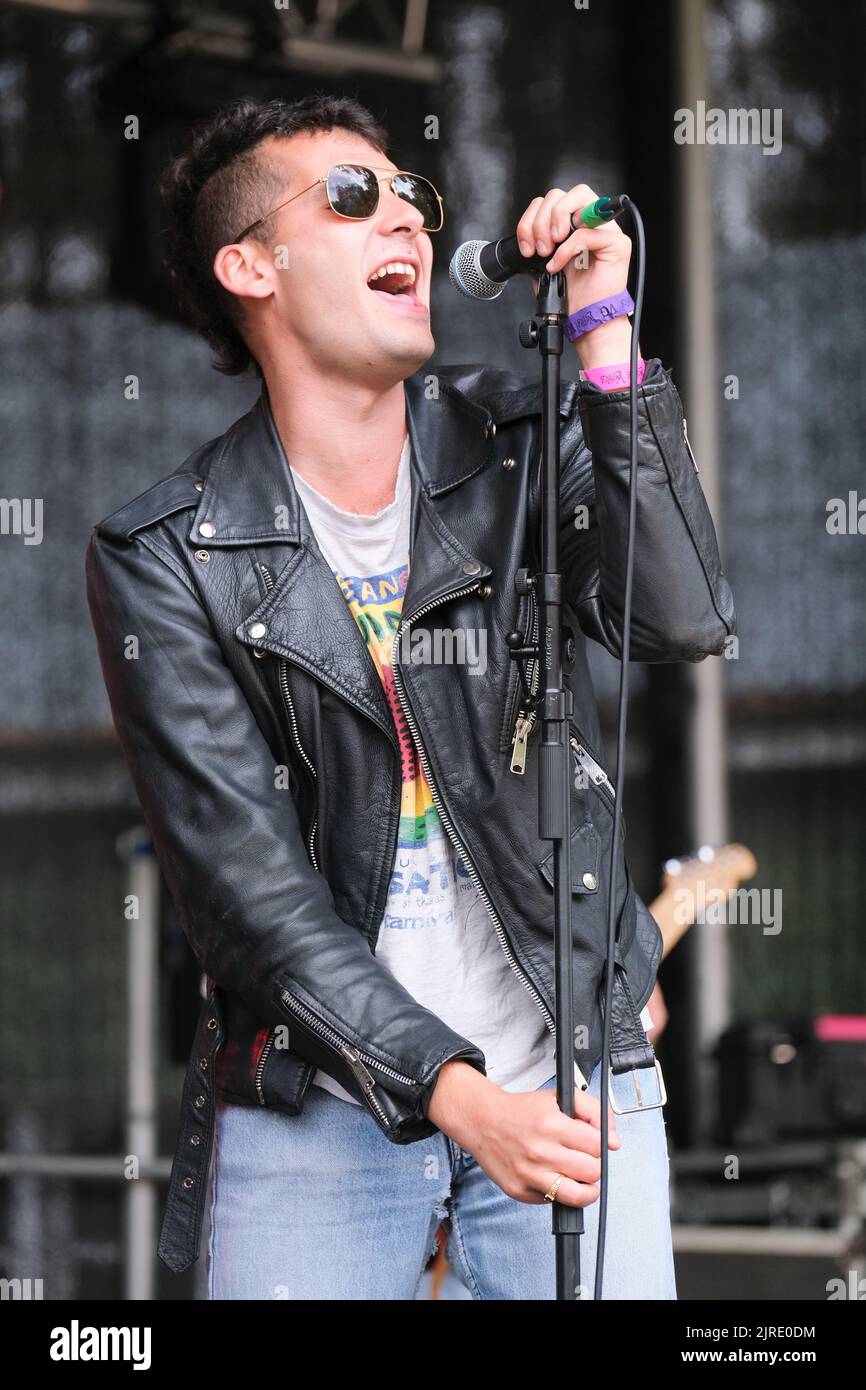 Javier Sola von den Gulps beim Weyfest Festival, Tilford, England, Großbritannien. 20. August 2022 Stockfoto