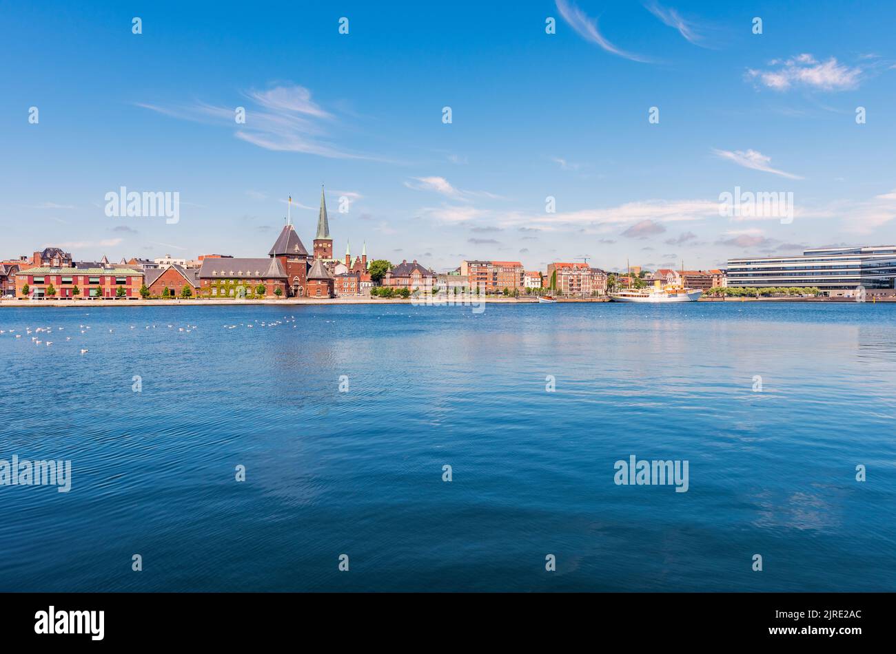 Skyline von Aarhus Dänemark am Sommertag im Juni Stockfoto