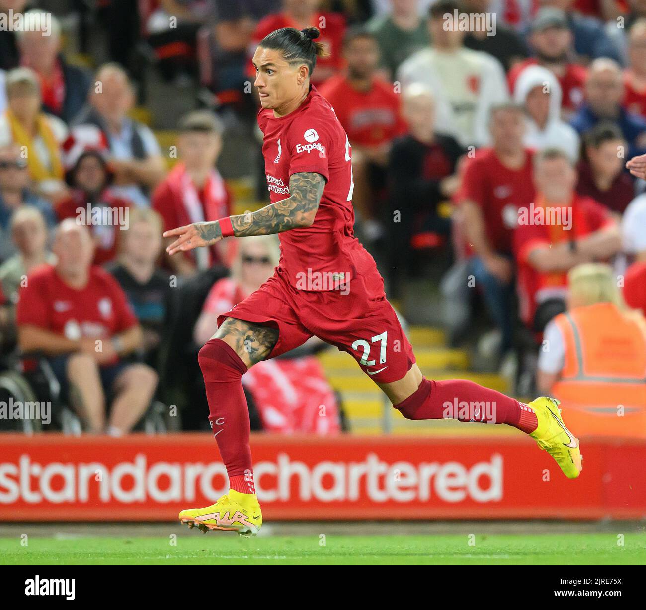 15 Aug 2022 - Liverpool gegen Crystal Palace - Premier League - Anfield Liverpools Darwin Nunez während des Spiels der Premier League in Anfield. Picture : Mark Pain / Alamy Live News Stockfoto