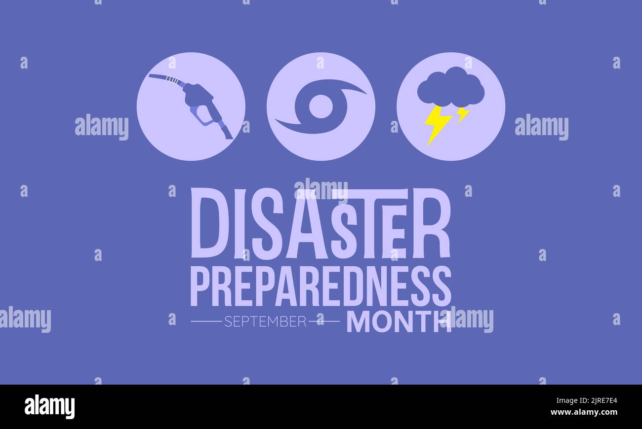 Vektorgrafik Design Konzept der Katastrophenvorsorge Monat beobachtet jeden september. Stock Vektor