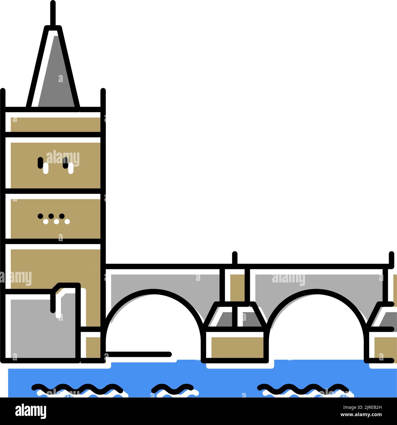 charles Bridge Farbe Symbol Vektor Illustration Stock Vektor