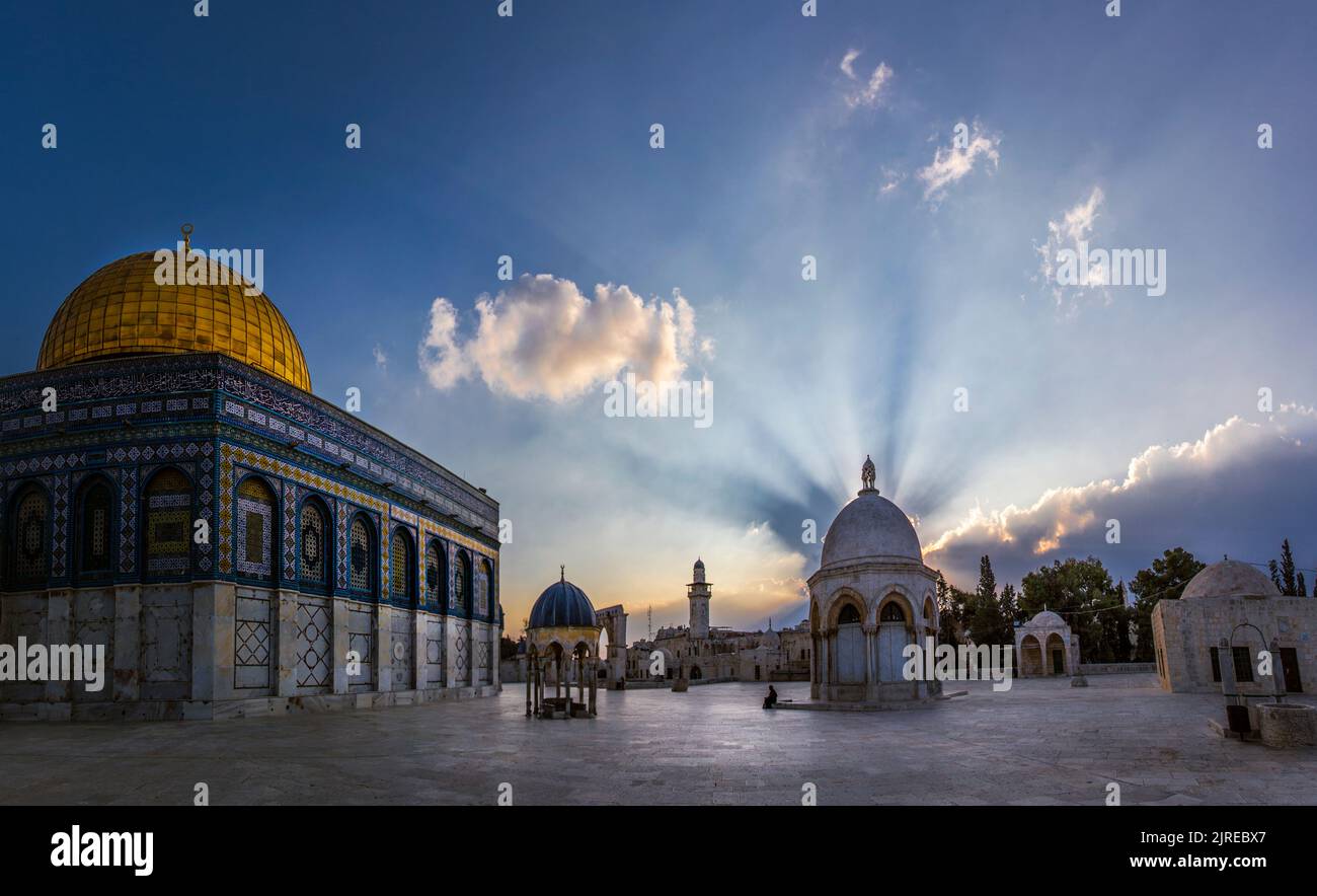 Al-Quds Al-Sharif, Al-Aqsa Moschee, der Heilige Felsendom, die Innenhöfe der Al-Aqsa Moschee Stockfoto