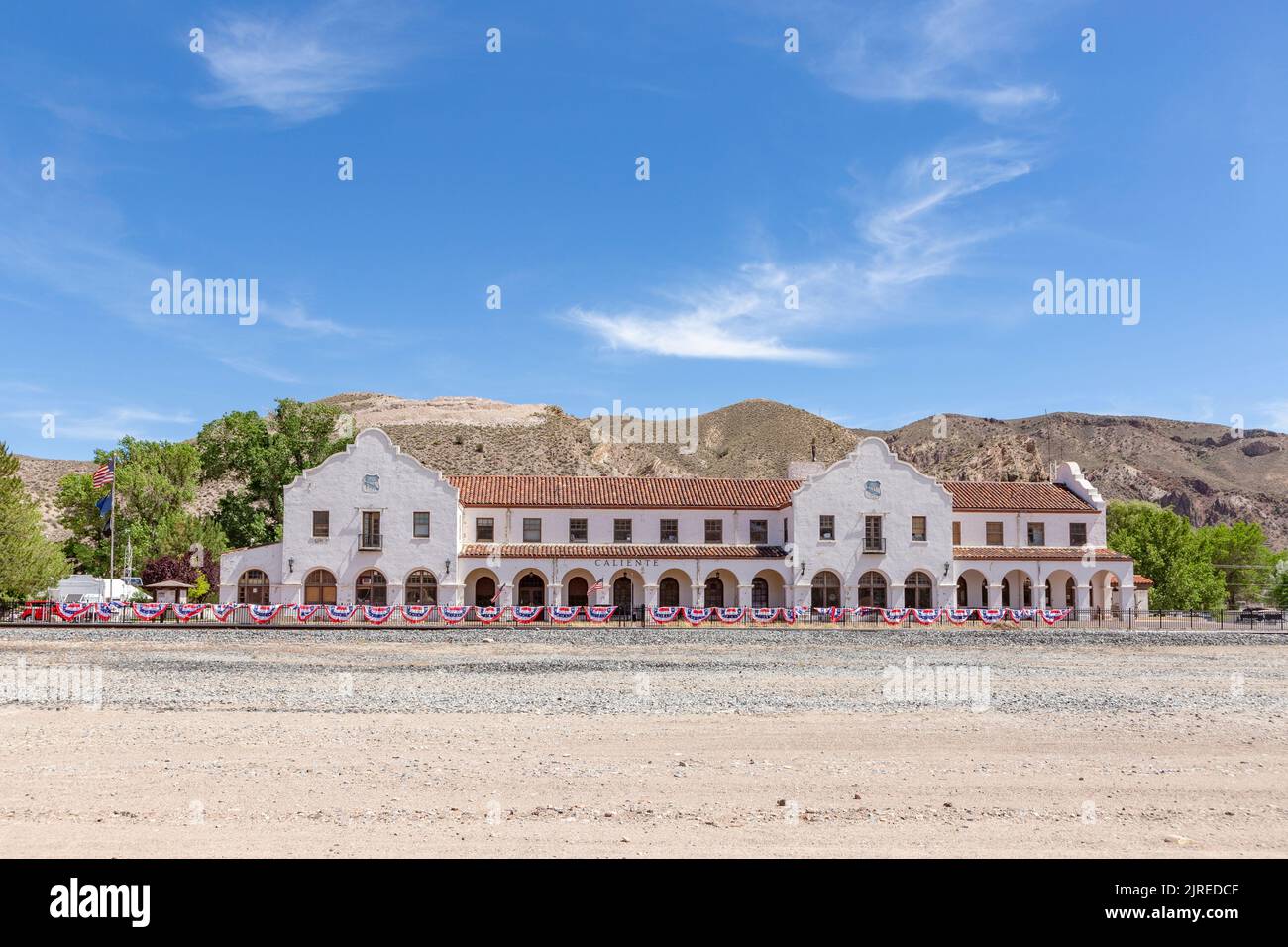 Altes historisches Rathaus von Caliente, Nevada, USA Stockfoto