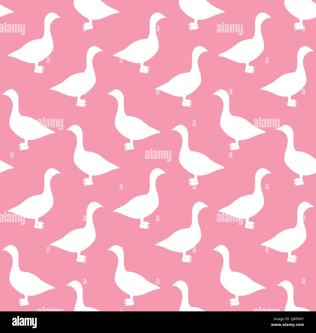 Vektor nahtlose Muster von Hand gezeichnet flache Gänseduck Silhouette isoliert auf rosa Hintergrund Stock Vektor