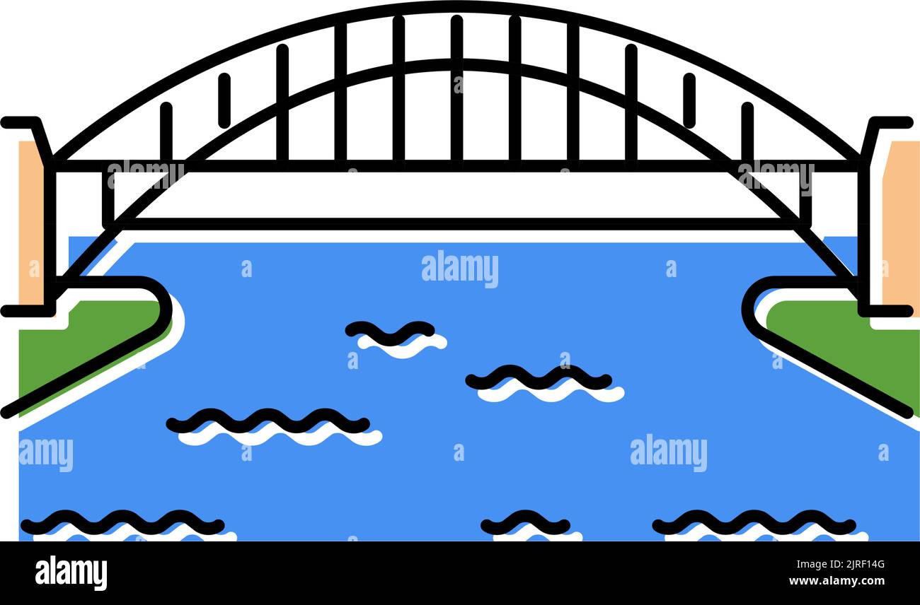 Illustration für Symbole der Hafenbrücke in Farbe Stock Vektor