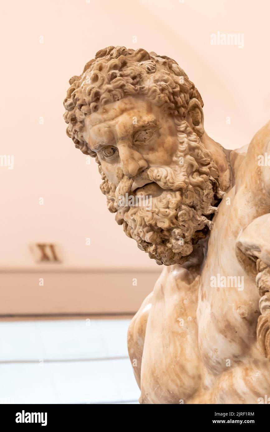 Nahaufnahme der Marmorstatue von Hercules Stockfoto
