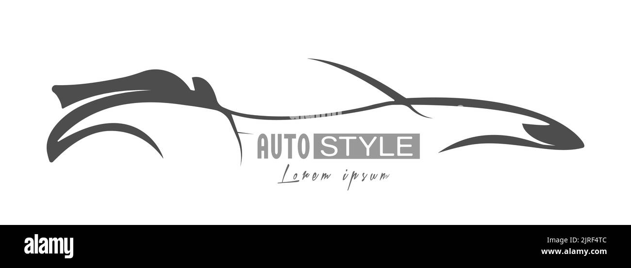 Autostyle. Abstraktes Sport-Konzeptfahrzeug, Vorlage für Logo, Emblem, Aufkleber und digitales Design. Flacher Style Stock Vektor