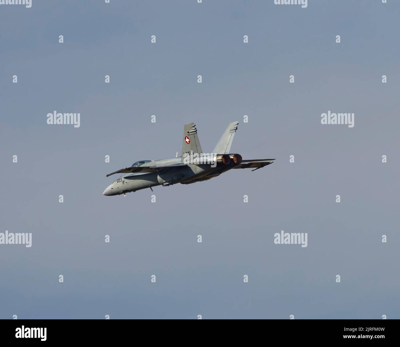 Die Boeing F/A-18C Hornet der Schweizer Luftwaffe beim Royal International Air Tattoo 2022 Stockfoto