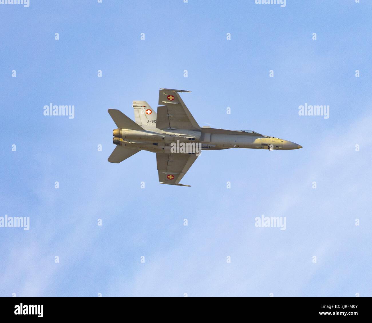 Die Boeing F/A-18C Hornet der Schweizer Luftwaffe beim Royal International Air Tattoo 2022 Stockfoto