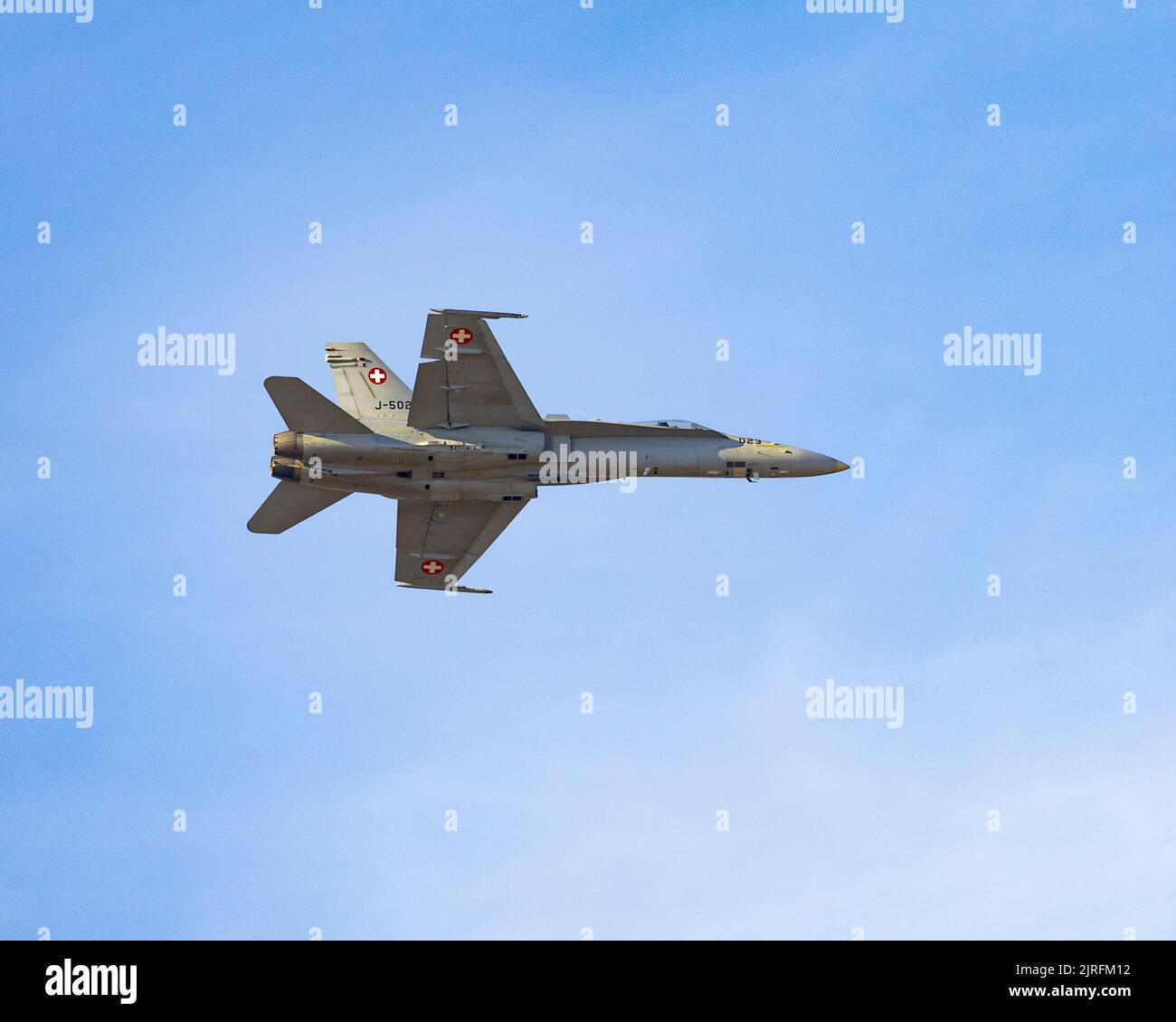 Die Boeing F/A-18C Hornet der Schweizer Luftwaffe beim Royal International Air Tattoo 2022 Stockfoto
