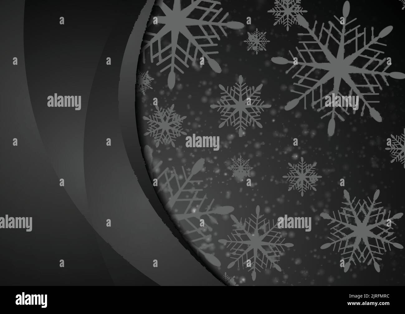 Schwarz abstrakt Schneeflocken Weihnachten Corporate wellig Hintergrund. Vektor-Grußkarte Design Stock Vektor