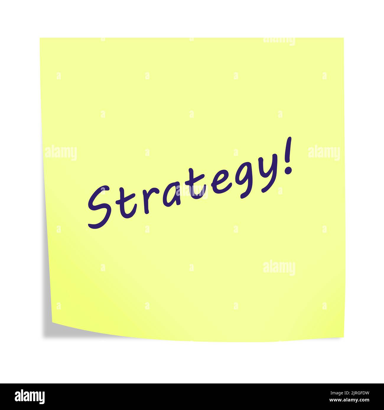 Strategie 3D Illustration Post Note Erinnerung auf weiß mit Beschneidungspfad Stockfoto