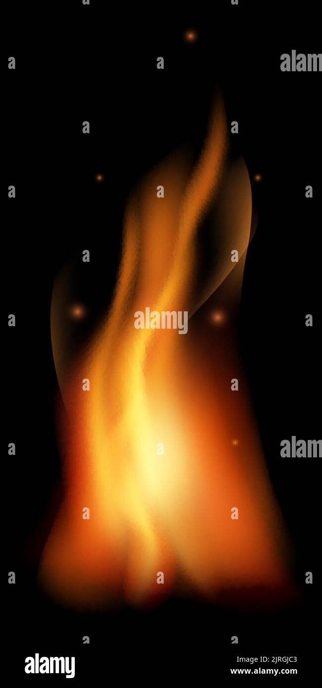 Modell mit Feuerlicht. Realistische Hitze brennender Flammen Stock Vektor