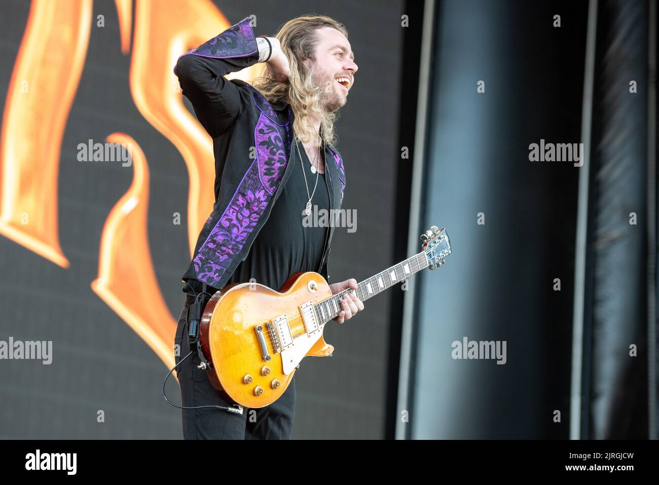09. Juni 2022: Sänger Luke Spiller von The Struts tritt beim iDays 2022 Festival in Mailand auf Stockfoto