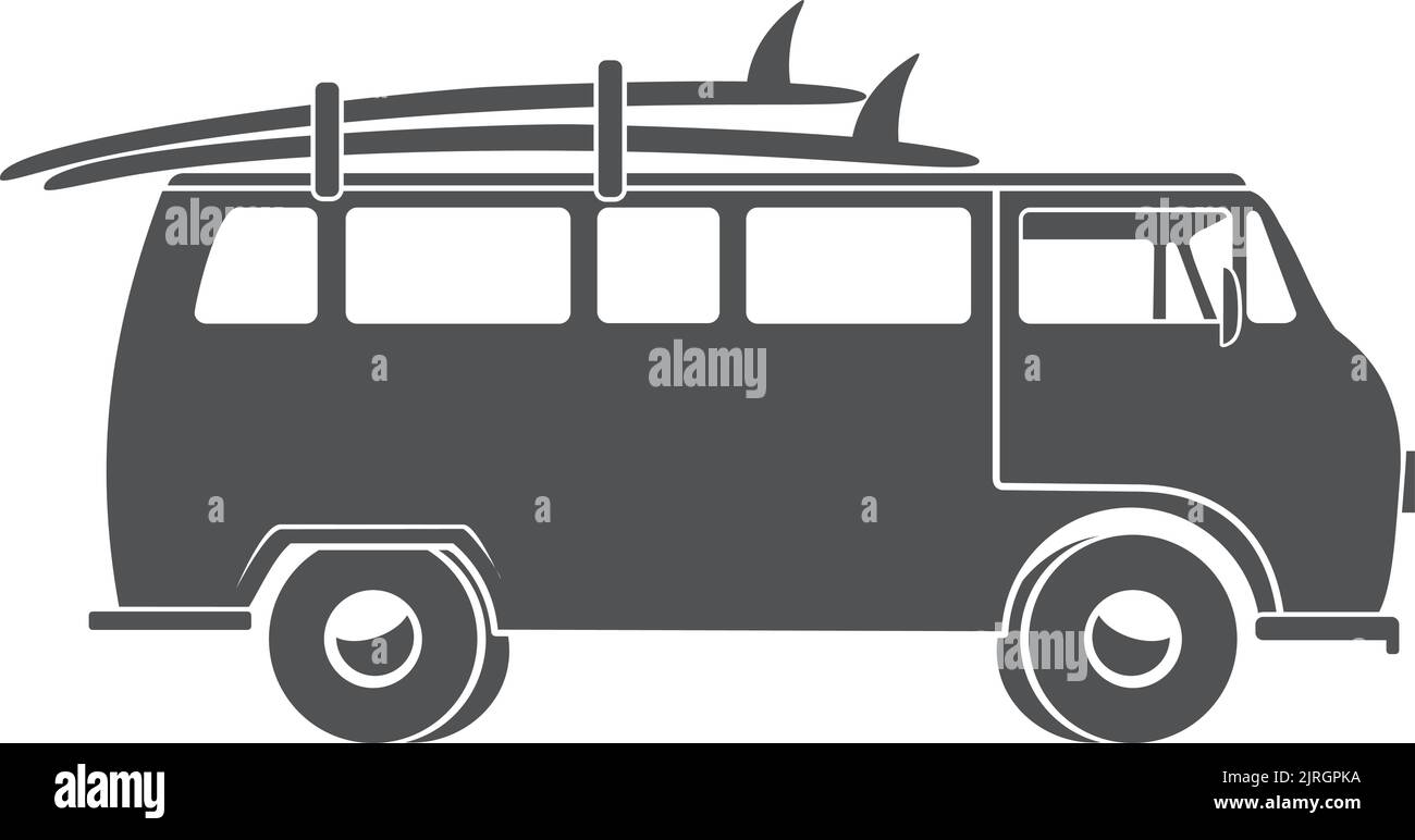Retro-Mini-Bus-Symbol. Urlaubssymbol Stock Vektor