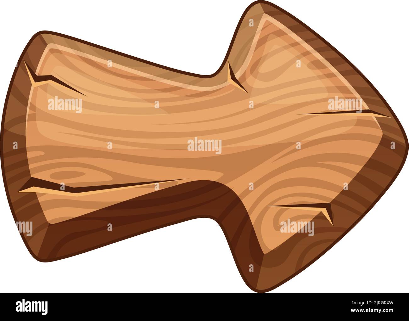 Pfeilschild mit Holzstruktur. Cartoon-Richtungszeiger Stock Vektor