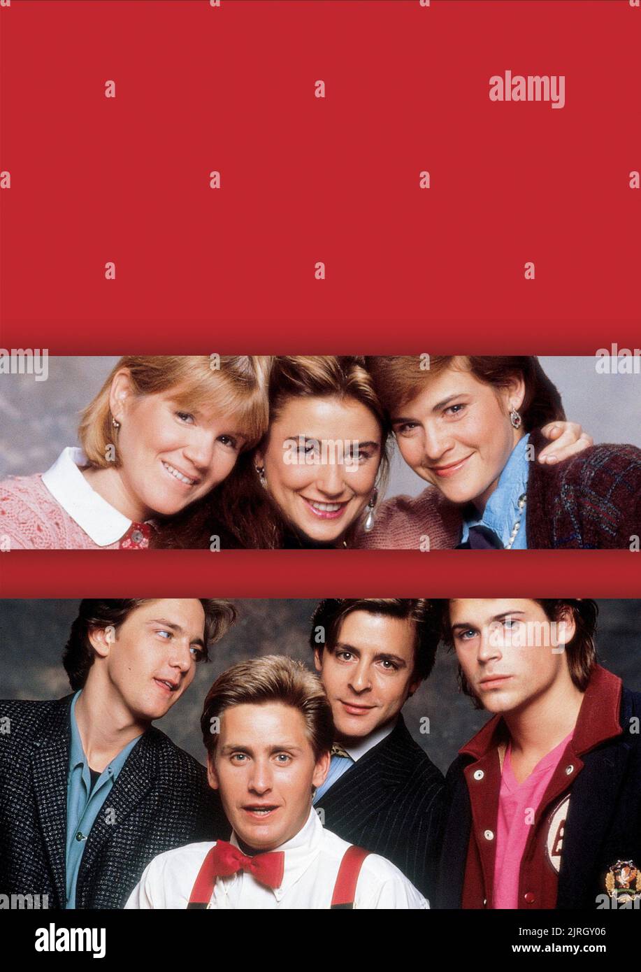 MARE WINNINGHAM, DEMI MOORE, ALLY SHEEDY, ANDREW MCCARTHY, EMILIO ESTEVEZ, JUDD NELSON, ROB LOWE, ST. ELMO'S FIRE, 1985 Stockfoto