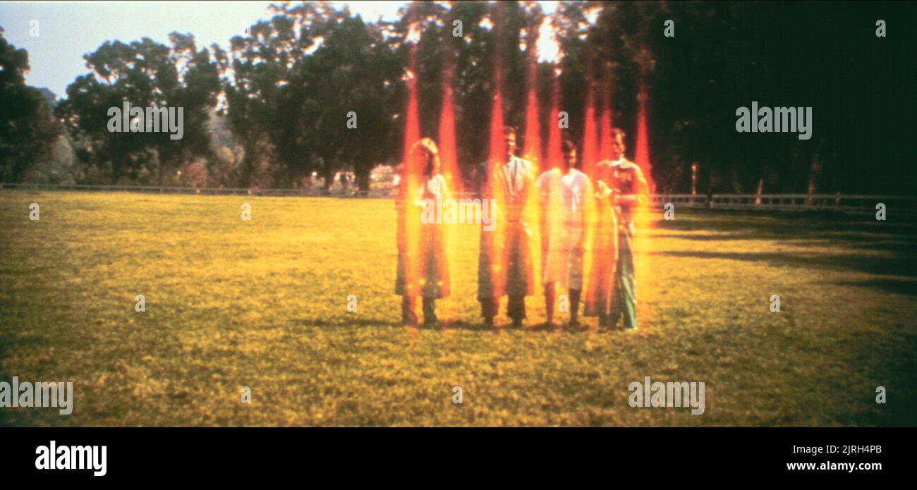 CATHERINE Hicks, William Shatner, WALTER KOENIG, DEFOREST KELLEY, Star Trek IV: The Voyage Home, 1986 Stockfoto