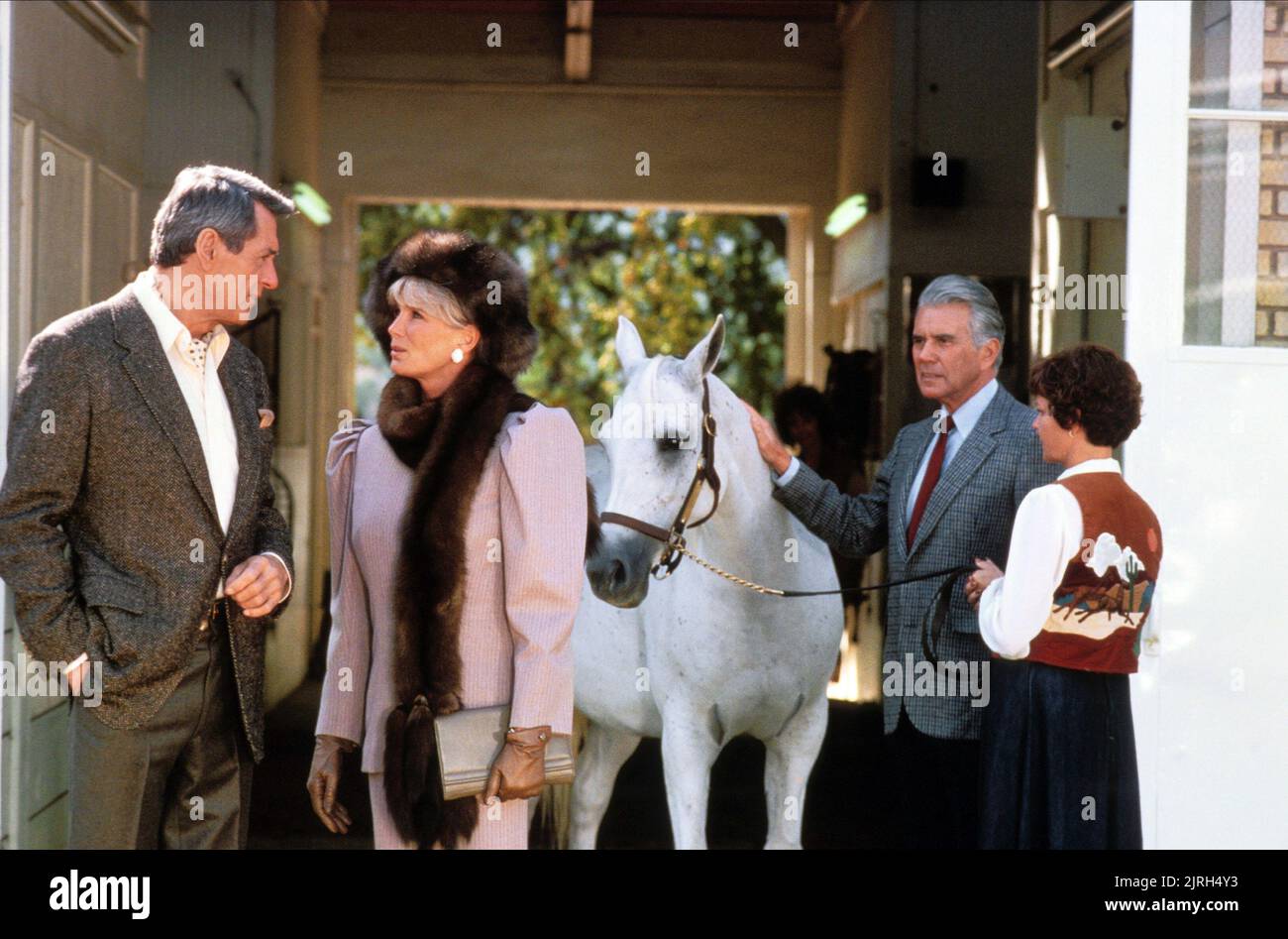 ROCK HUDSON, LINDA EVANS, JOHN FORSYTHE, Dynastie, 1984 Stockfoto