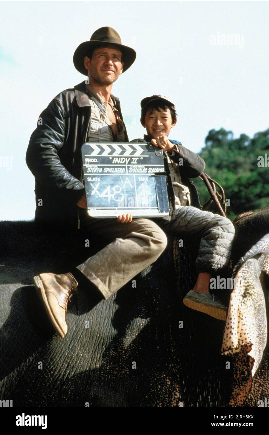 HARRISON Ford, JONATHAN KE QUAN, INDIANA JONES UND DER TEMPEL DES TODES, 1984 Stockfoto