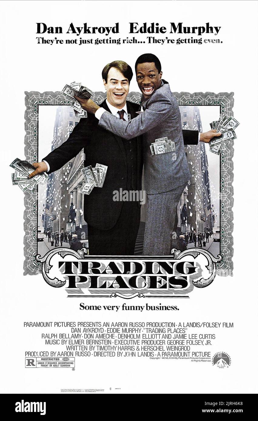 DAN AYKROYD, EDDIE MURPHY FILM POSTER, die Plätze tauschen, 1983 Stockfoto