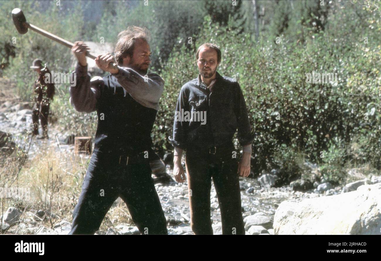 CLINT EASTWOOD, Michael Moriarty, PALE RIDER, 1985 Stockfoto